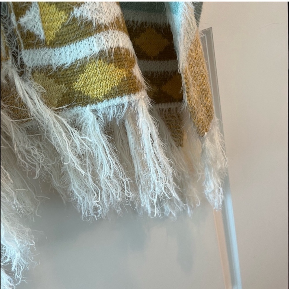 Free People White Kimono Diamondback Cozy Sweater Ivory One Size Poncho NWT - Picture 14 of 14